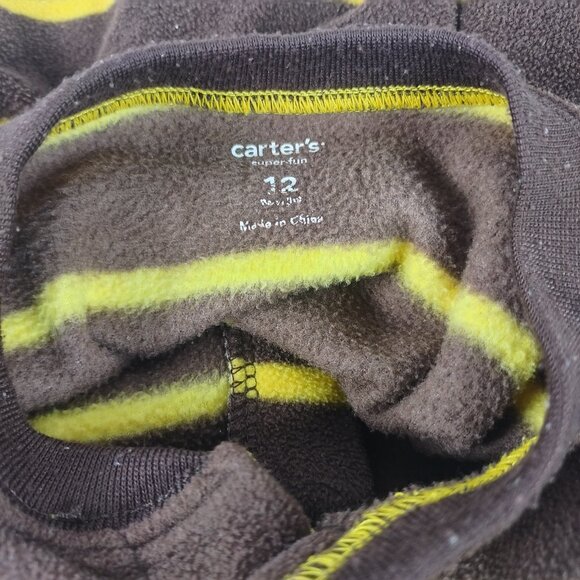 Carters Boy's Infant Brown/ Yellow Long Sleeve Fleece One Piece "Monkey" Sz 12 M - Picture 3 of 3